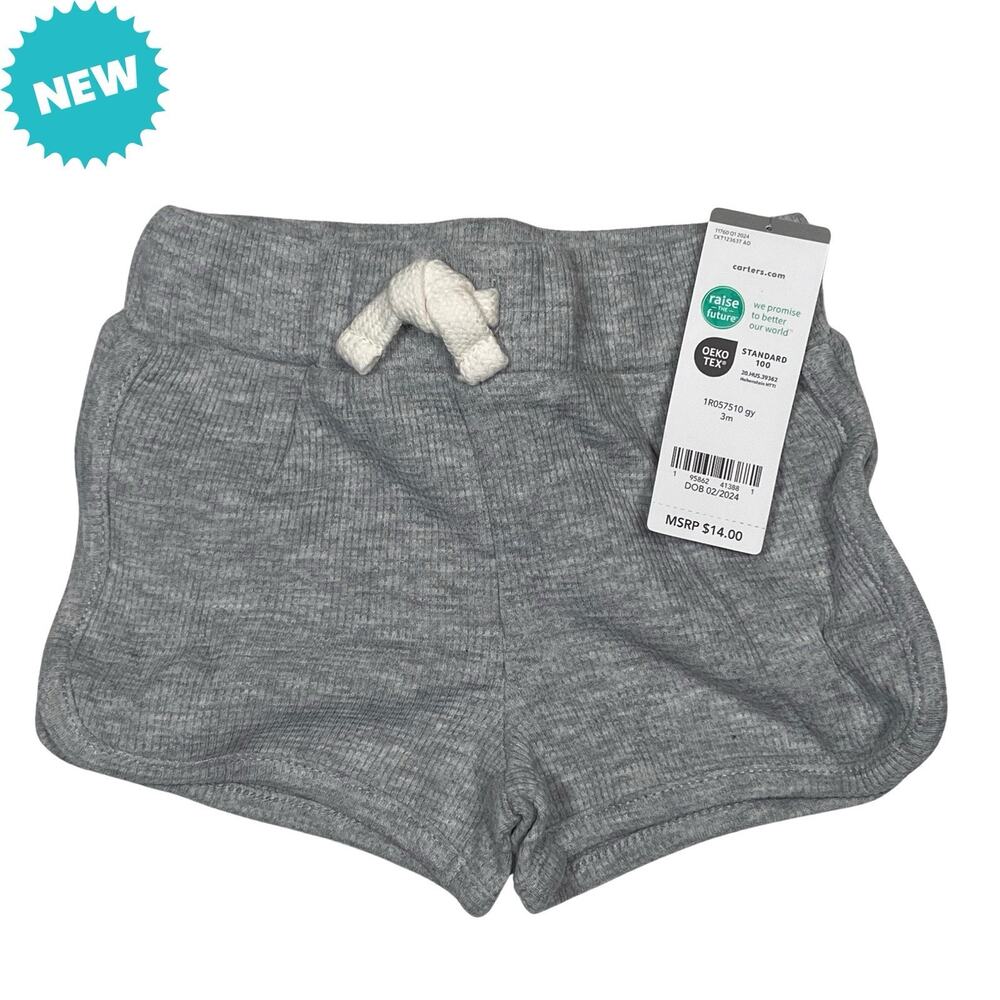NEW Carters Shorts Baby Size 3 Months Gray Stretch Summer Basic